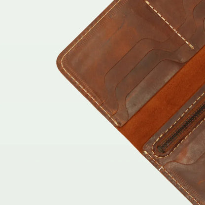 Vintage Distressed Leather Long Wallet