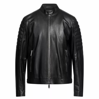 Black Quilted Leather Jacket Cafe Racer
