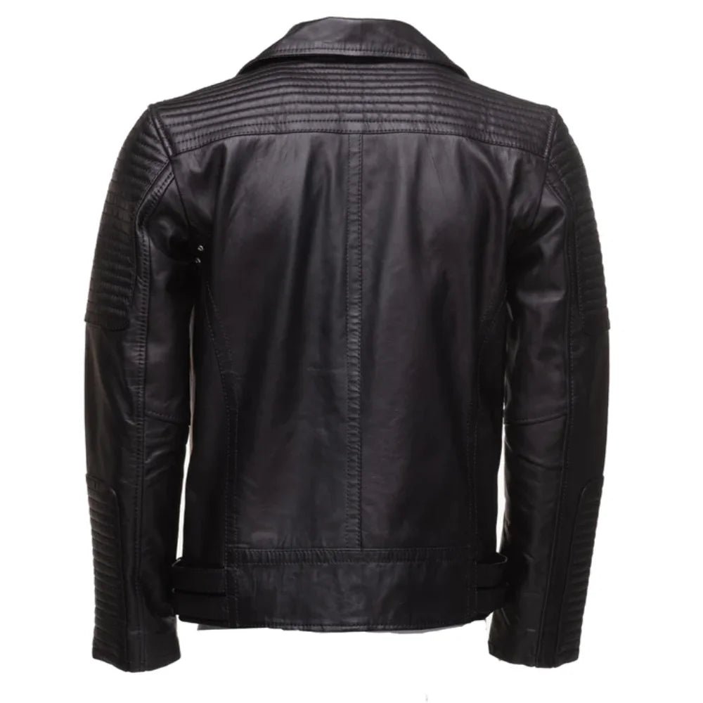 Samuel Black Slim Fit Genuine Leather Motorcycle Jackets