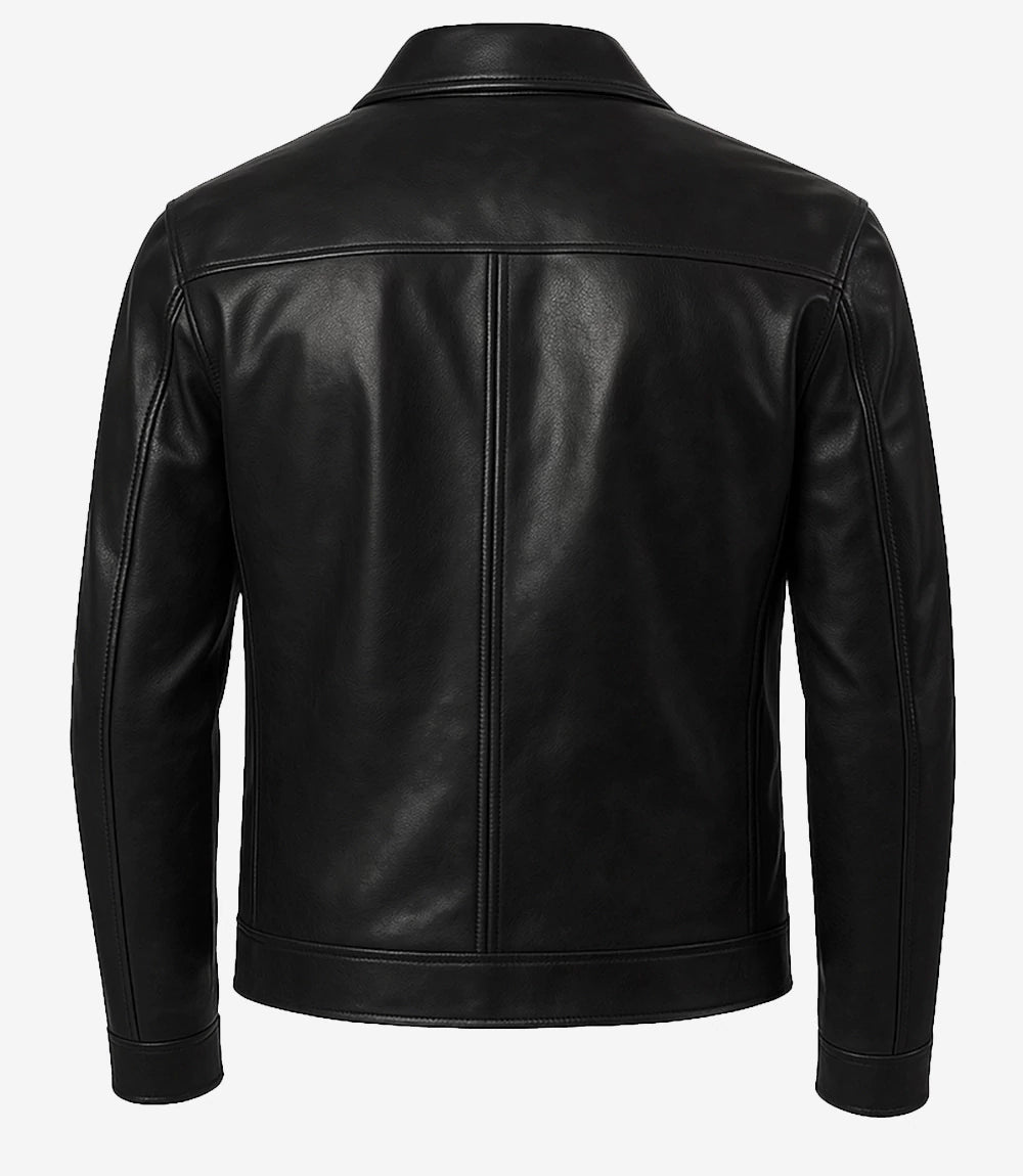Mark Men's Black Harrington Lambskin Leather Jacket