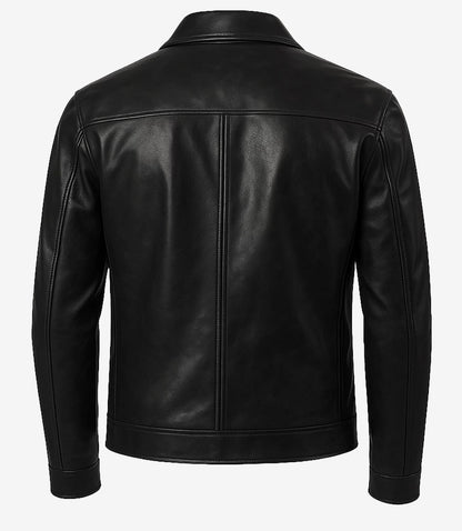 Mark Men's Black Harrington Lambskin Leather Jacket