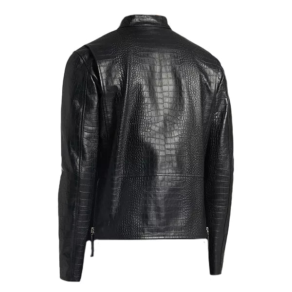 Black Leather Motorcycle Jacket for Men